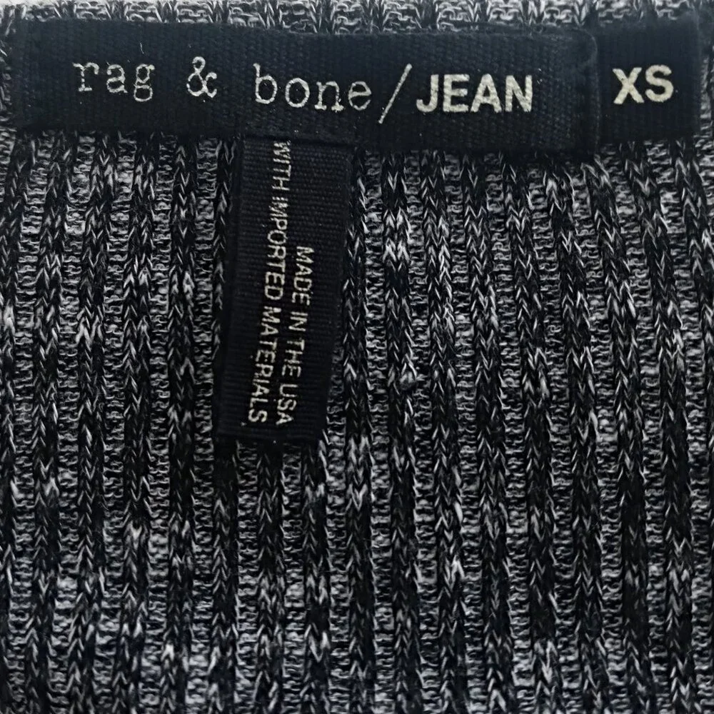rag & bone Jean Womens V-Neck T-Shirt Black Gray Ribbing Cutout Back Size XS - Picture 8 of 10